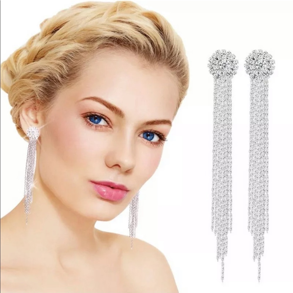 Crystal Rhinestone Earrings Bridal Dangle
